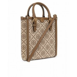 Tory Burch Women Mini T Monogram Tote Khaki